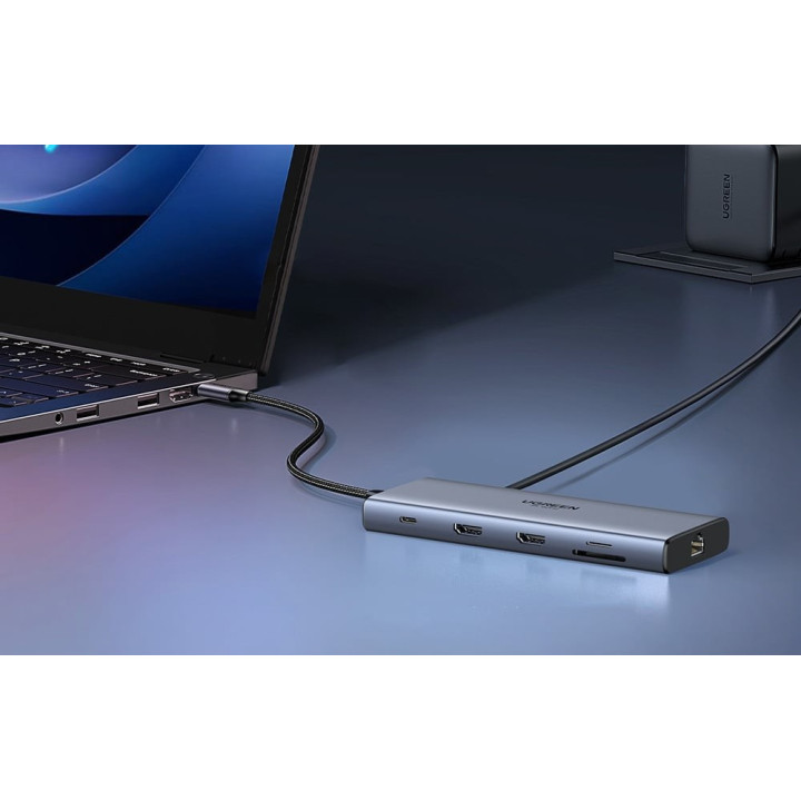 UGREEN 45380 Adapter / Hub USB-C 2x HDMI, 2x USB, RJ45, SD/TF, PD 100W