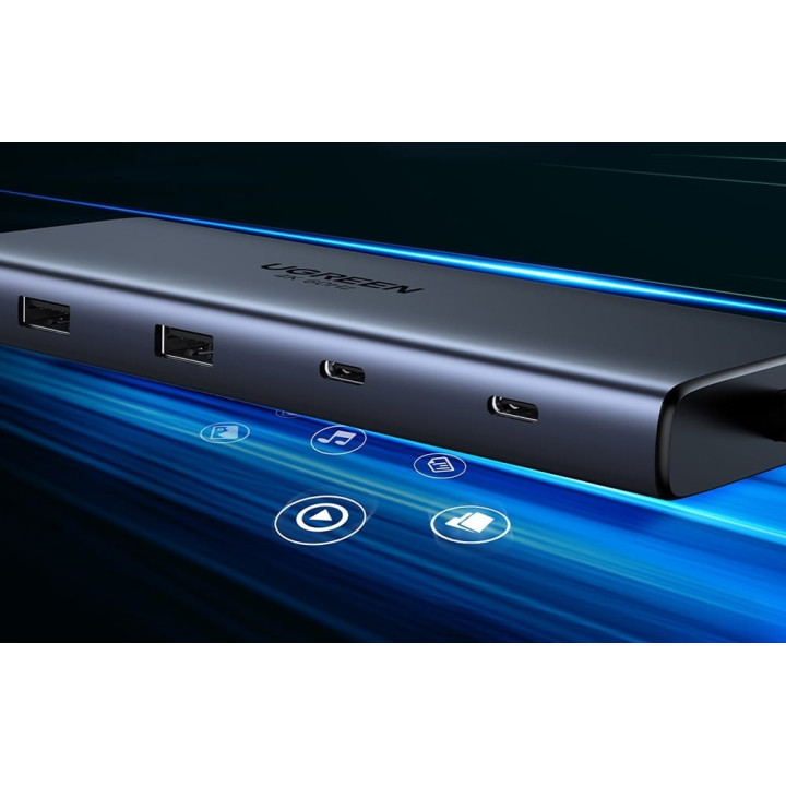 UGREEN 45380 Adapter / Hub USB-C 2x HDMI, 2x USB, RJ45, SD/TF, PD 100W