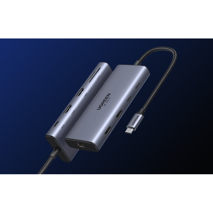 UGREEN 45380 Adapter / Hub USB-C 2x HDMI, 2x USB, RJ45, SD/TF, PD 100W