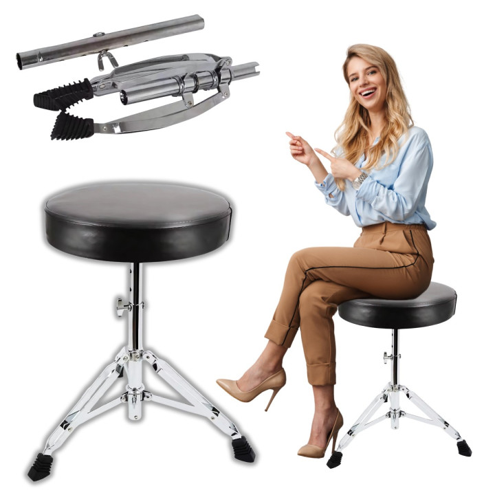 Stołek perkusyjny taboret siedzisko okrągły regulowany 38-58 cm 50kg