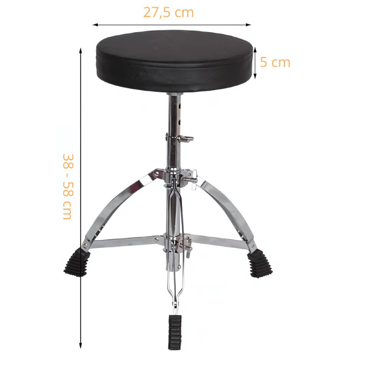 Stołek perkusyjny taboret siedzisko okrągły regulowany 38-58 cm 50kg