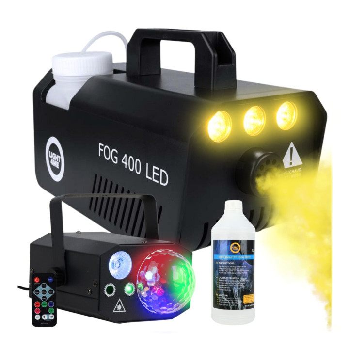 Zestaw wytwornica dymu 400W LED płyn do dymu 1l + efekt RGBW+RGB+laser