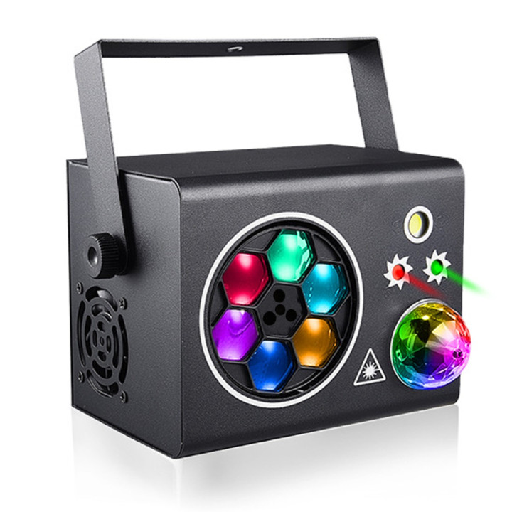 PARTY BOX-A multiefekt oświetleniowy LED DMX 5w1 gobo 6x3W kula disco
