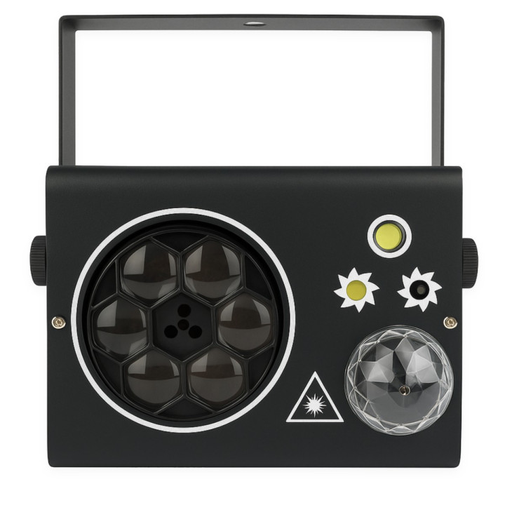 PARTY BOX-A multiefekt oświetleniowy LED DMX 5w1 gobo 6x3W kula disco