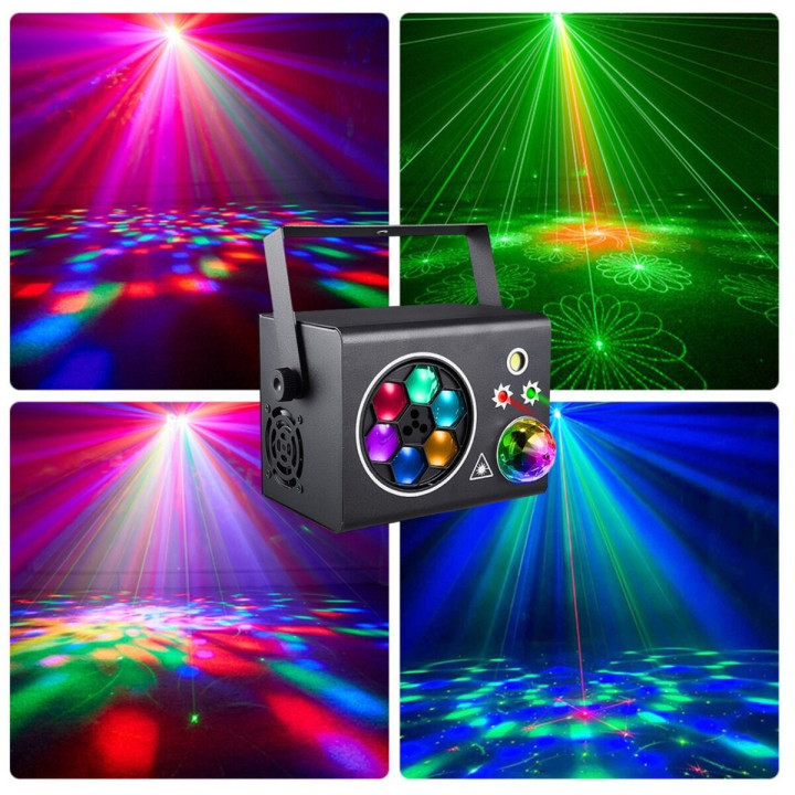 PARTY BOX-A multiefekt oświetleniowy LED DMX 5w1 gobo 6x3W kula disco