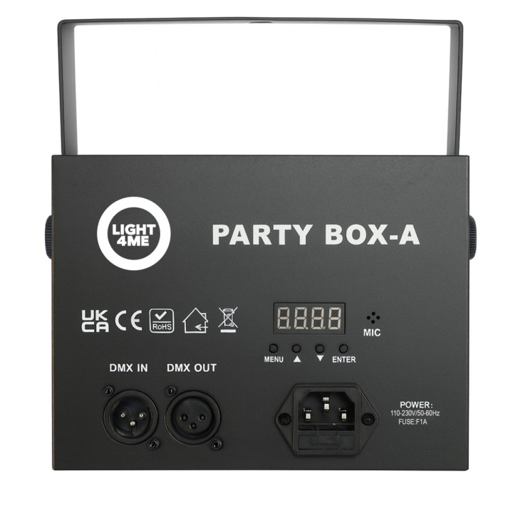 PARTY BOX-A multiefekt oświetleniowy LED DMX 5w1 gobo 6x3W kula disco