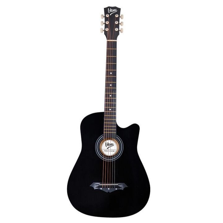 Gitara akustyczna 4/4 czarna zestaw kostki zapasowe struny pokrowiec