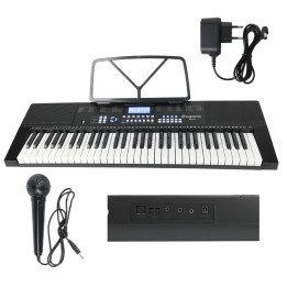 Keyboard elektroniczny 61 klawiszy pulpit do nut mikrofon przewodowy