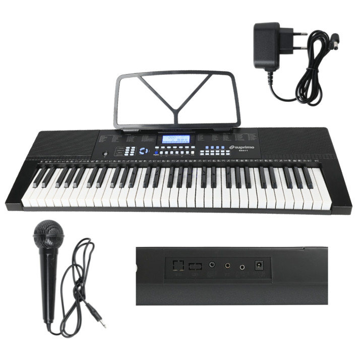 Keyboard elektroniczny 61 klawiszy pulpit do nut mikrofon przewodowy