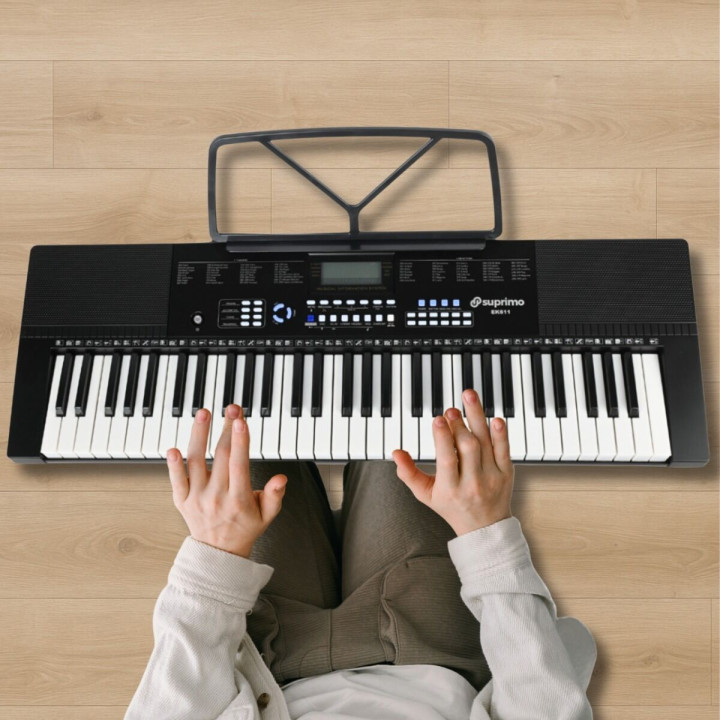 Keyboard elektroniczny 61 klawiszy pulpit do nut mikrofon przewodowy