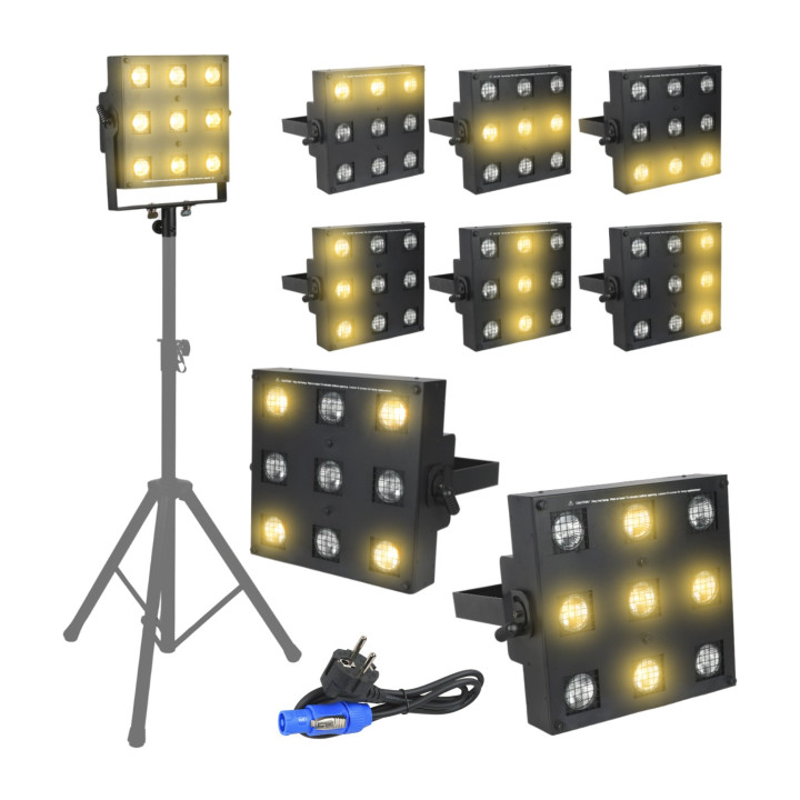 LIGHT4ME SUN PANEL blinder halogenowy sceniczne DMX 9x35W WW