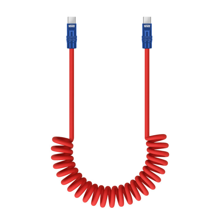 NL4993 Kabel USB-C 100 W, 1,5 m silikonowy spiralny czerwono-granatowy