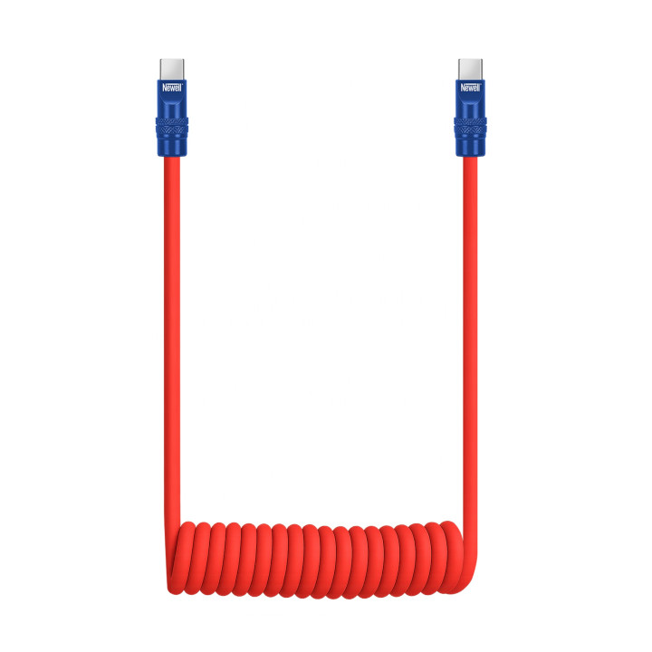 NL4993 Kabel USB-C 100 W, 1,5 m silikonowy spiralny czerwono-granatowy