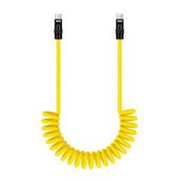 NL4992 Kabel USB-C 100 W, 1,5 m silikonowy spiralny żółto-czarny