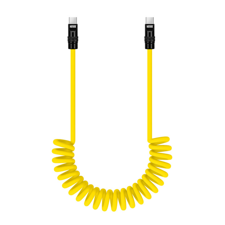 NL4992 Kabel USB-C 100 W, 1,5 m silikonowy spiralny żółto-czarny