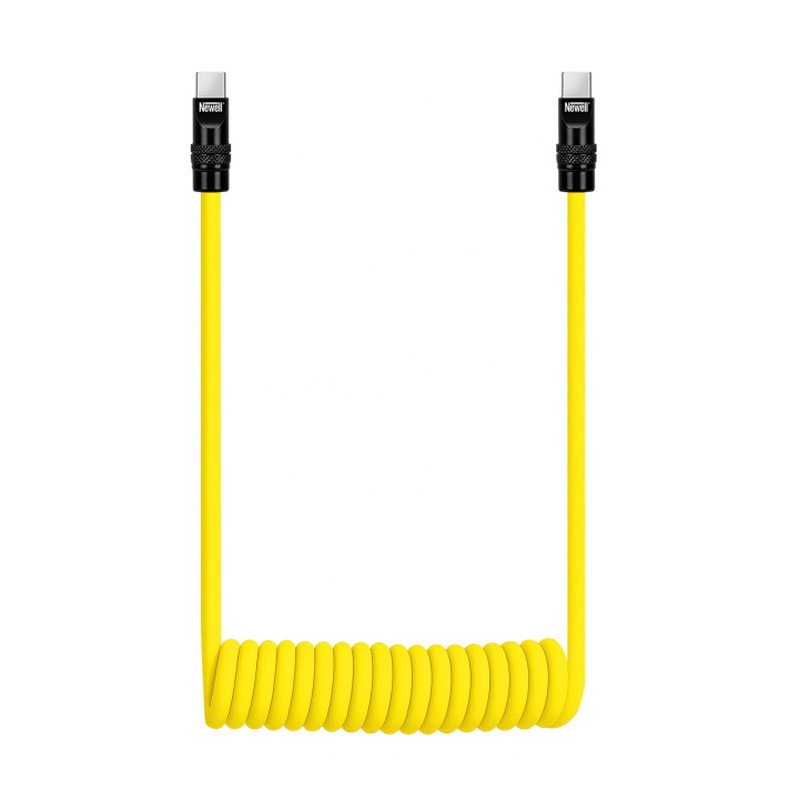 NL4992 Kabel USB-C 100 W, 1,5 m silikonowy spiralny żółto-czarny