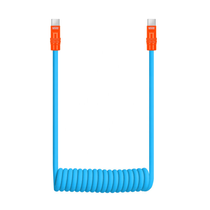 Kabel USB-C 100 W, 1,5 m silikonowy spiralny niebiesko-pomarańczowy
