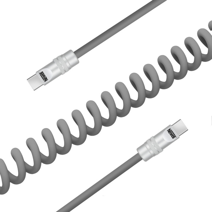 NEWELL NL4990 Kabel USB-C 100 W, 1,5 m silikonowy spiralny szary