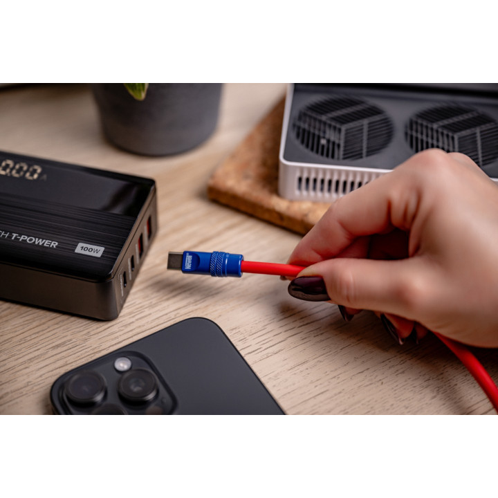 NEWELL NL4988 Kabel USB-C 100 W 2 m silikonowy czerwono-granatowy