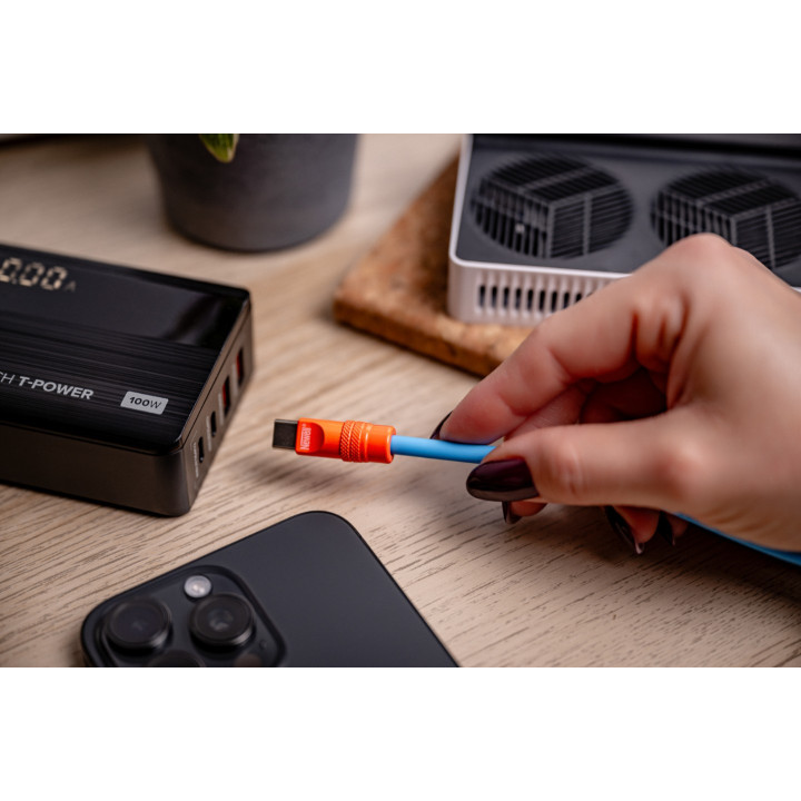 NEWELL NL4986 Kabel USB-C 100 W 2 m silikonowy niebiesko-pomarańczowy