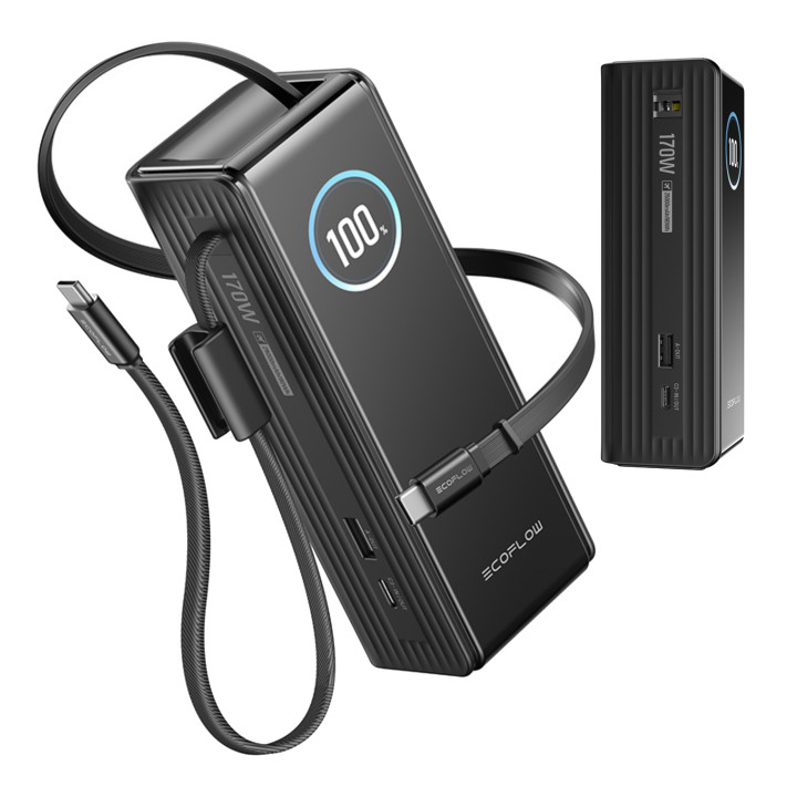 ECOFLOW RAPID Power Bank 25000mAh 170W wbudowane kable 100W
