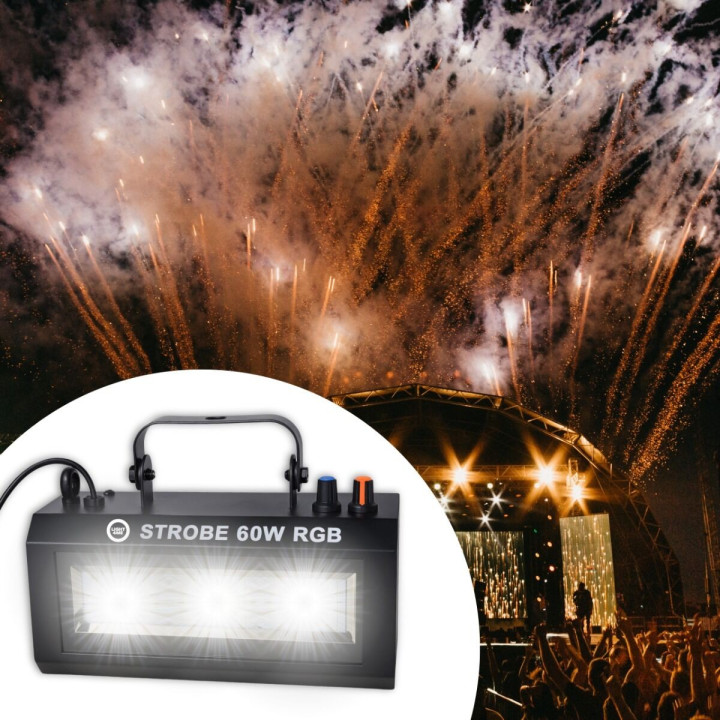 STROBE 60W RGB efekt oświetleniowy stroboskop sceniczny 3x20W COB LED