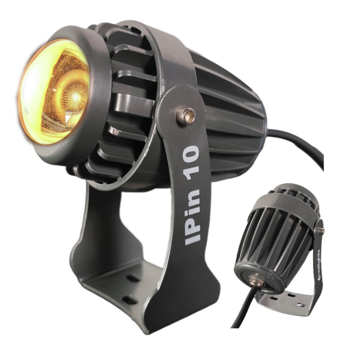 Reflektor sceniczny pinspot IP65 10W WW LED 2x uchwyt montażowy
