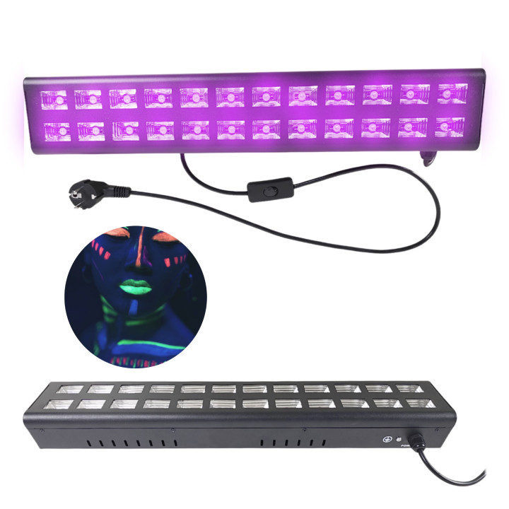 Listwa LED UV efekt oświetleniowy sceniczna 24x3W LED uchwyt montażowy
