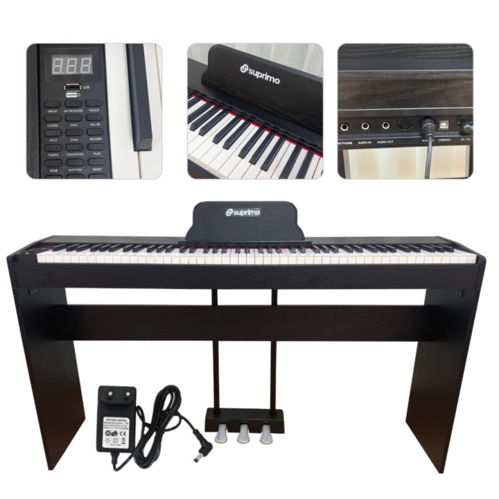 SDP88 BK pianino cyfrowe stacjonarne ważone klawisze MIDI 2x10W stereo