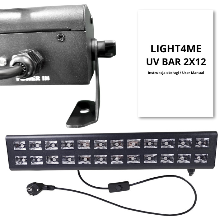 Listwa LED UV efekt oświetleniowy sceniczna 24x3W LED uchwyt montażowy