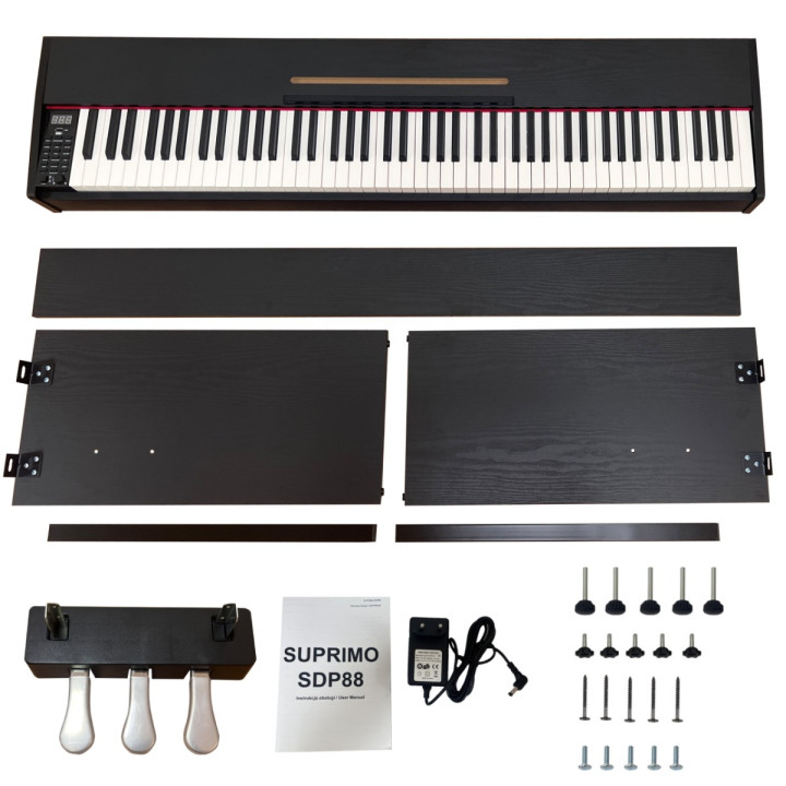 SDP88 BK pianino cyfrowe stacjonarne ważone klawisze MIDI 2x10W stereo