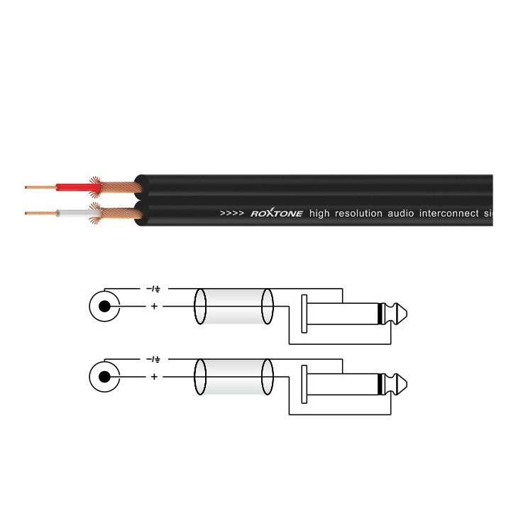 ROXTONE SACC150L1 kabel audio 1m 2x wtyk jack mono 6,3mm - 2x wtyk RCA