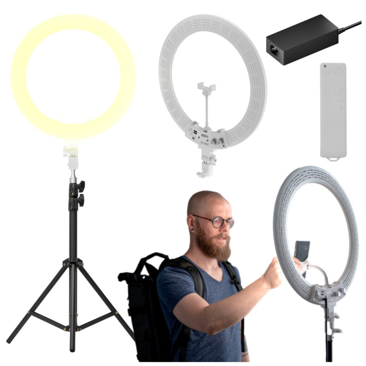 NEWELL RL-18A Lampa pierścieniowa LED 3200 K - 5500 K biała