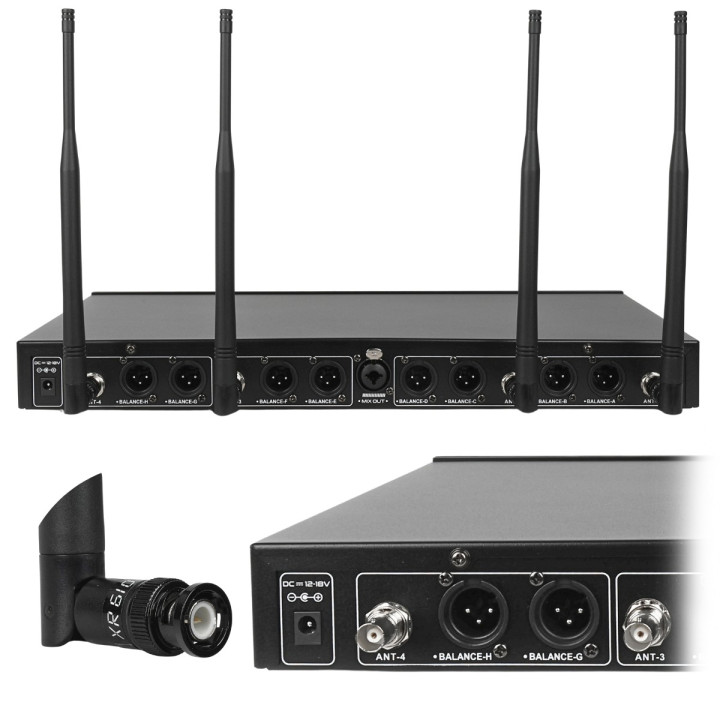 Mikrofon bezprzewodowy 8x bateryjny doręczny odbiornik UHF 610-690 MHz