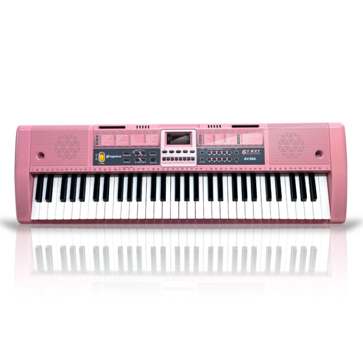 Keyboard organy z mikrofonem dla dzieci podświetlane klawisze różowa
