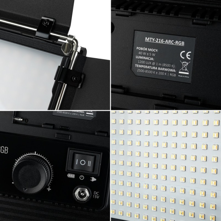 MITOYA MOBULA 216 Lampa LED 500-8500K + RGB