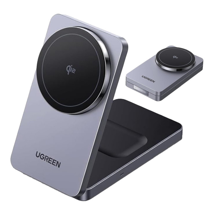 Magnetyczna ładowarka bezprzewodowa 2w1 MagSafe 15W czarna