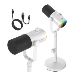 MOZOS GM ONE WH mikrofon dynamiczny USB XLR RGB biały
