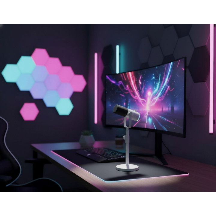 MOZOS GM ONE WH mikrofon dynamiczny USB XLR RGB biały