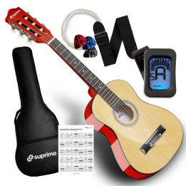 Gitara klasyczna 1/4 zestaw kostki pasek struny pokrowiec akordy tuner