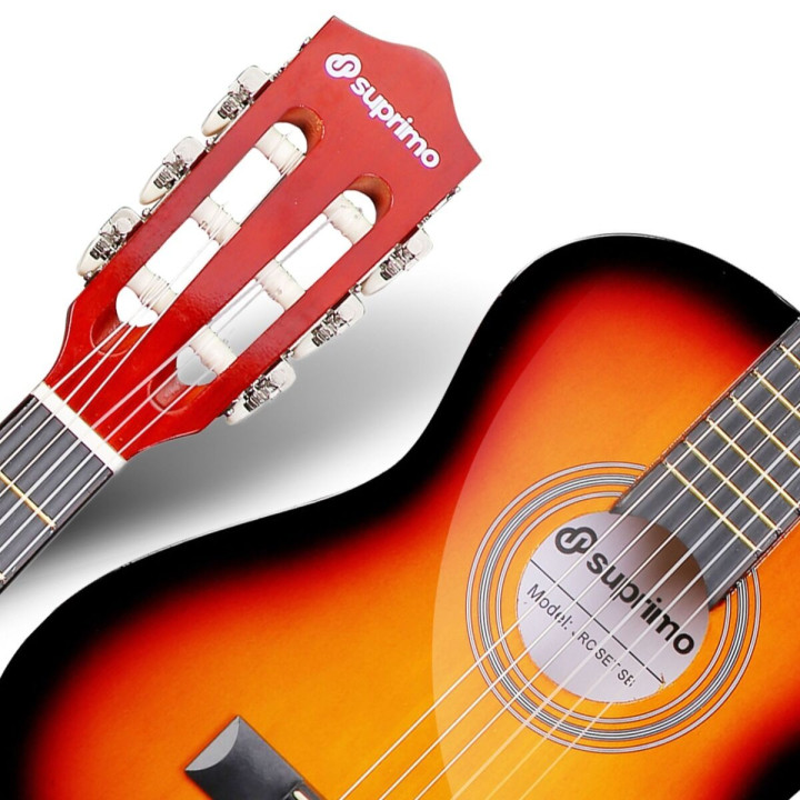 Gitara klasyczna 1/4 zestaw kostki pasek struny pokrowiec akordy tuner