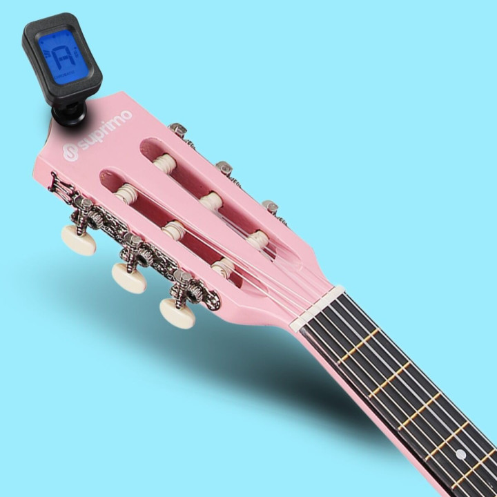 Gitara klasyczna 1/4 różowa zestaw kostki pasek struny pokrowiec akord