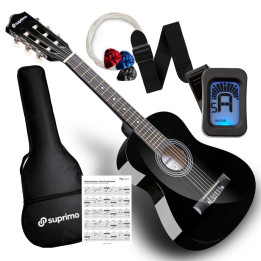 Gitara klasyczna 1/4  czarna zestaw kostki pasek struny pokrowiec akor