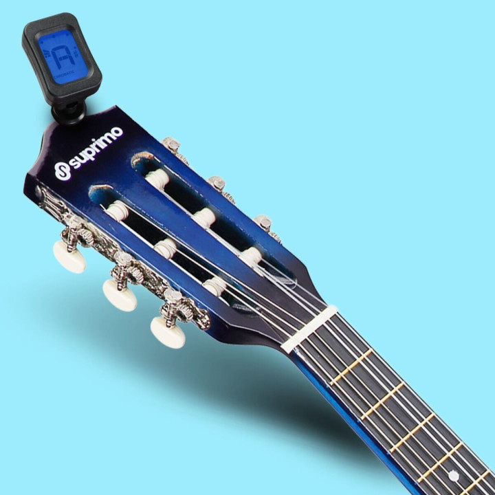 Gitara klasyczna 1/4 niebieska zestaw kostki pasek struny pokrowiec
