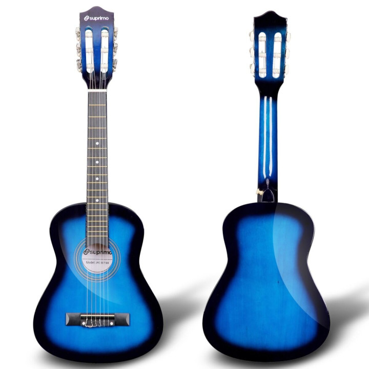 Gitara klasyczna 1/4 niebieska zestaw kostki pasek struny pokrowiec