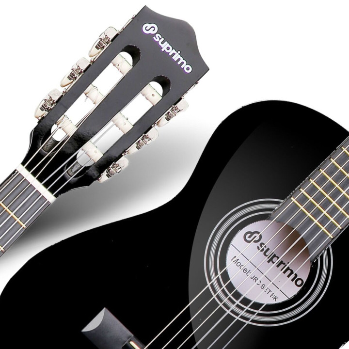 Gitara klasyczna 1/4  czarna zestaw kostki pasek struny pokrowiec akor