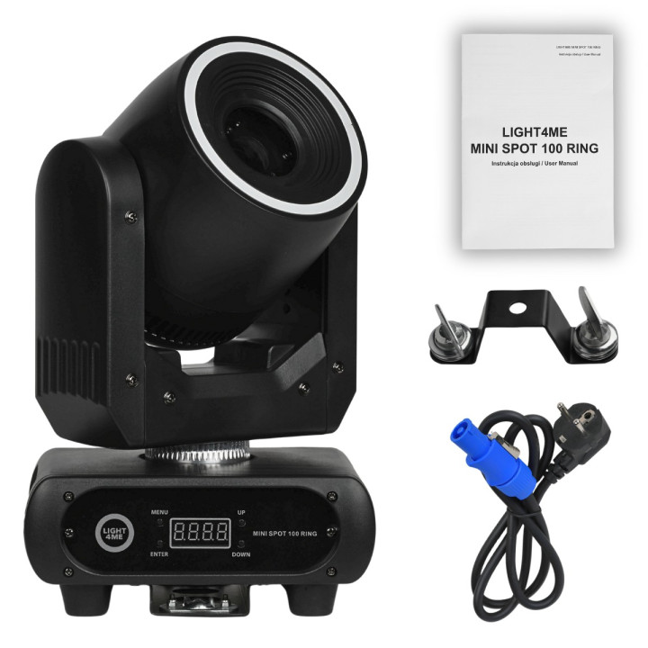 LIGHT4ME MINI SPOT 100 RING głowica ruchoma spot efekt ring oświetlenie sceniczne 100W LED+24x0,2W RGB