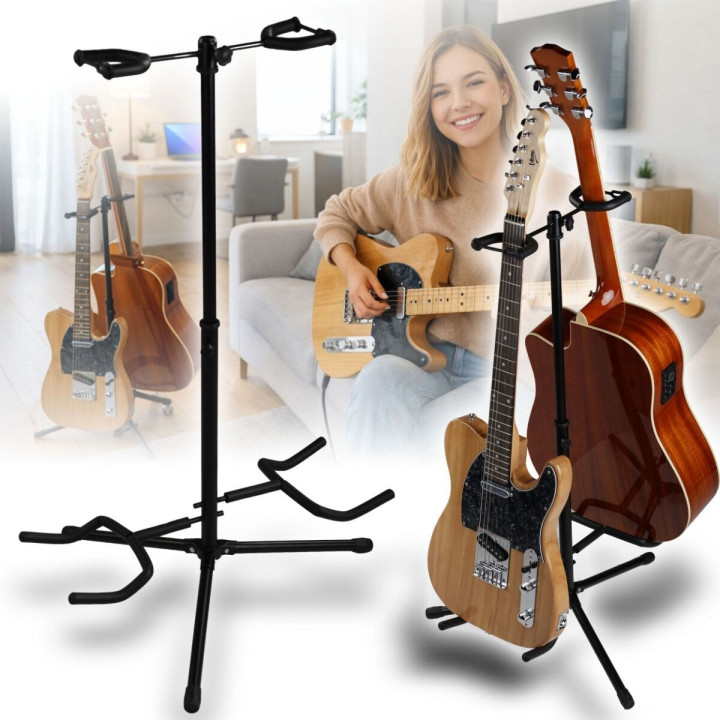 Stojak statyw gitarowy na 2 gitary stalowy wolnostojący do 30 kg
