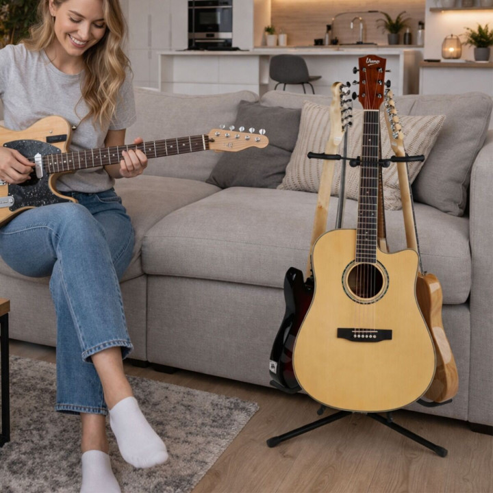 Stojak statyw gitarowy na 3 gitary stalowy wolnostojący do 30 kg