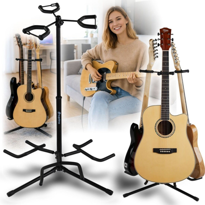 Stojak statyw gitarowy na 3 gitary stalowy wolnostojący do 30 kg